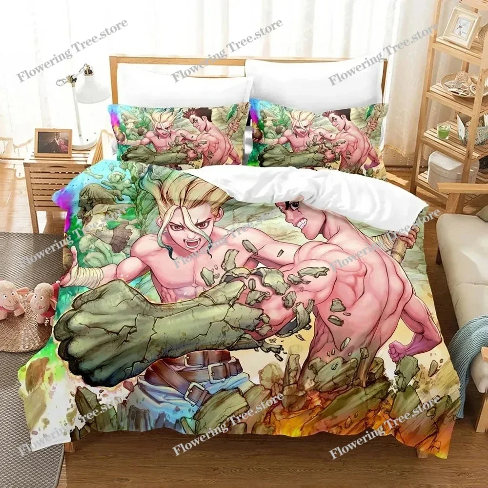 3D Dr.Stone Bedding Sets Duvet Cover Set With Pillowcase Twin Full Queen King Bedclothes Bed Linen