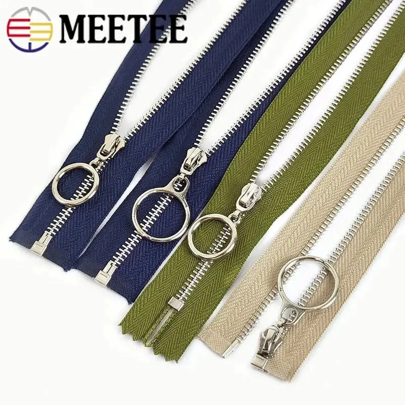 3Pcs Meetee 3# Metal Zippers 15-70cm Open/Close End Zipper Bag Pocket Decor Auto Lock Zip Closure Sewing Zips Repair Accessory