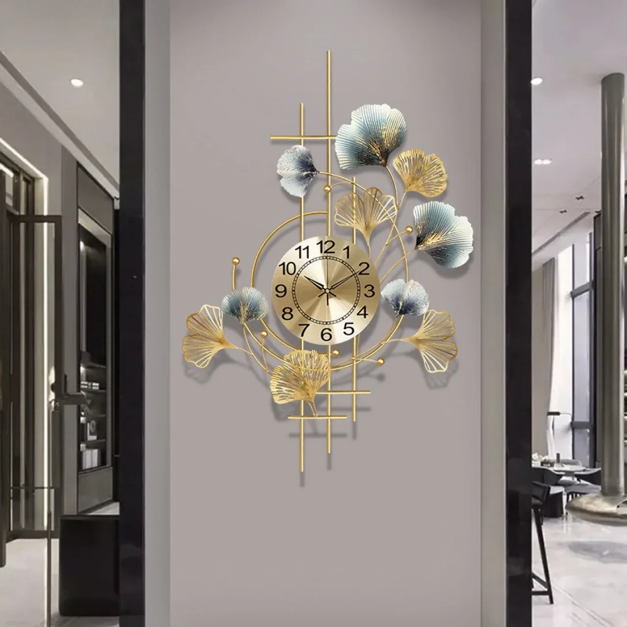 New Chinese light luxury wall clock living room home fashion clock sofa study wall clock