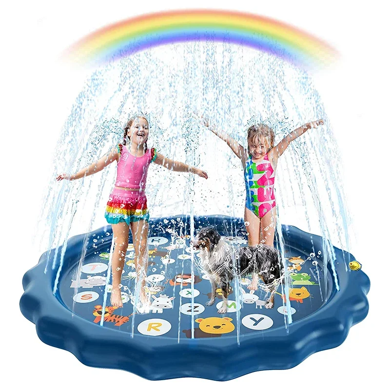 

New Inflatable Splash Pad Kids Water Play Mat with Spray Fountain for Outdoor Fun Sprinkler Pool for Lawn & Backyard Games