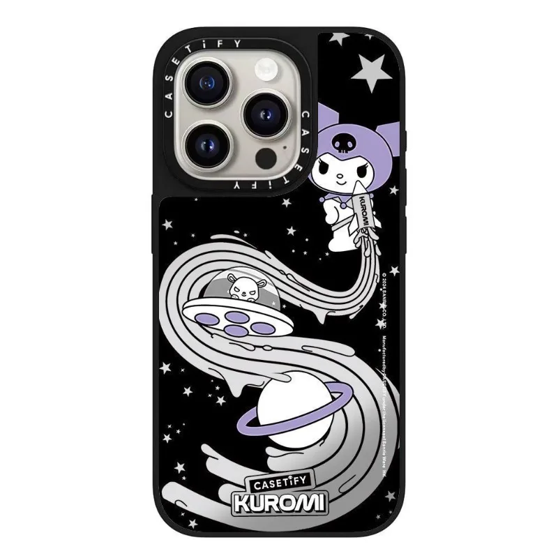 Kawaii Kuromi Sanrio 귀여운 만화 아이폰 전화 케이스 자기 보호 케이스 휴대 전화 학생 소녀를위한 생일 선물