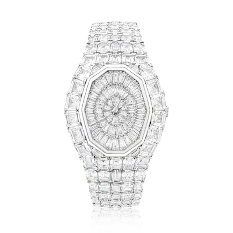 Bellux Noblewoman White Full Diamond Shiny Substantial Luxury Gemstone Inlaid Watch Fine Jewelry Watches