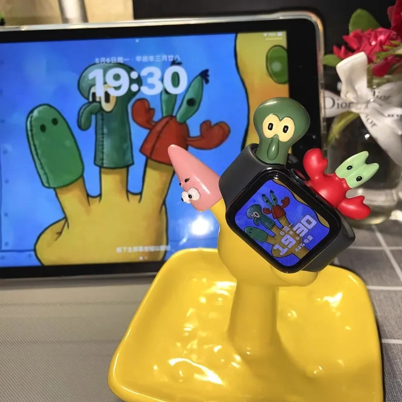 

Anime Sponge Sqaure Finger Sleeve Tray Creative Patrick Star Octopus Guy Crab Boss Jewelry Holder Organizer Decorative 2026 new