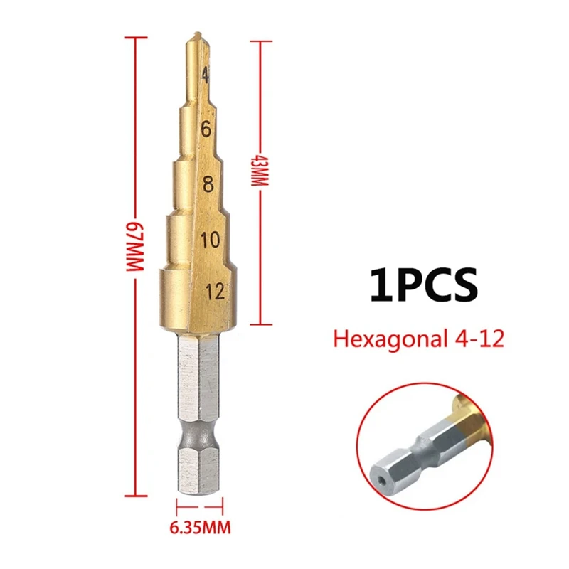Foret étagé à rainure droite HSS, coupe-trou pour bois et métal, foret à noyau, foret Wildoda, 4-12mm