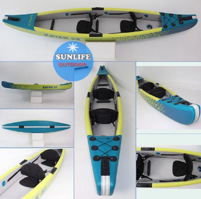 2 person Inflatable Lightweight Drop Stitch PVC River Raft Kayak Canoe NEW