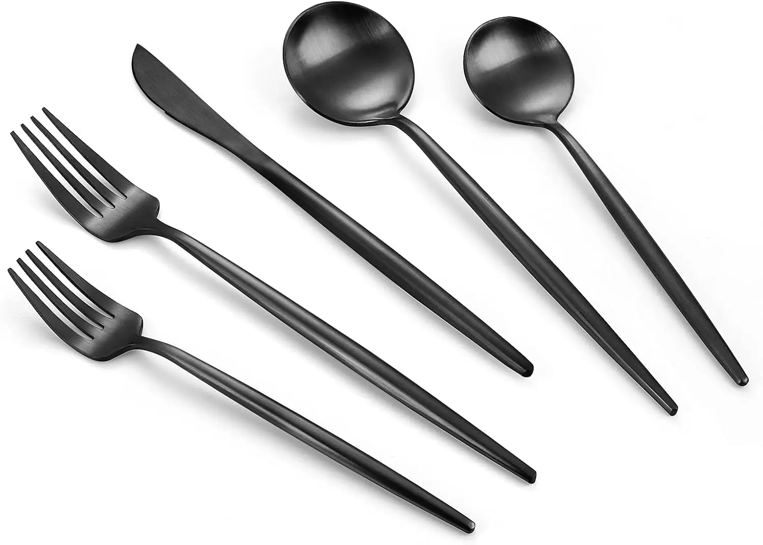 

40-Piece Matte Black Stainless Steel Flatware Set, Satin Finish Cutlery for Home and Restaurant, Dishwasher Safe