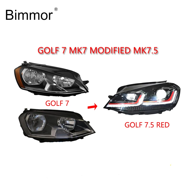 Bimmor Modified Headlights for volkswagen VW Golf 7 Halogen Headlight Upgraded to Golf 7.5 Mk7.5  Tuning Custom Headlamp Led