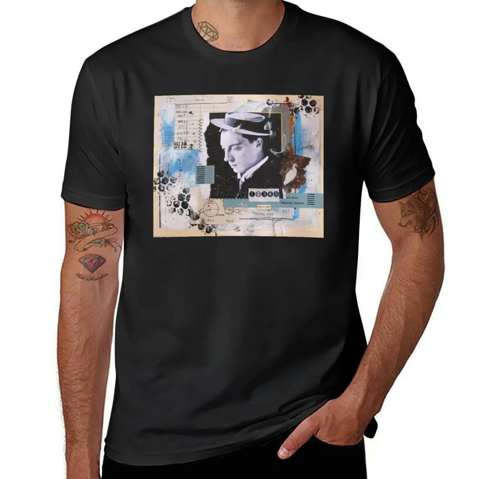 Strong Buster Keaton Collage T-Shirt new edition T-shirts oversize Man t-shirt Funny t-shirt shirts men