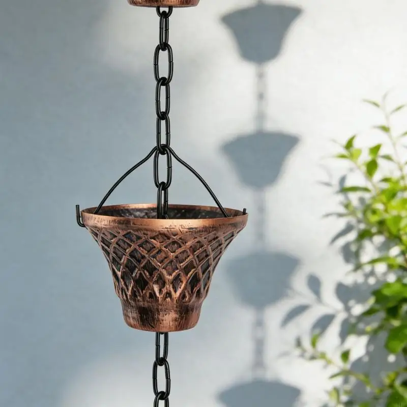 Versatiles Copper Meshes Rain Chain Antique Bronze Decorative Hanging Gutter Chain for Home Commercial and Garden Drainage