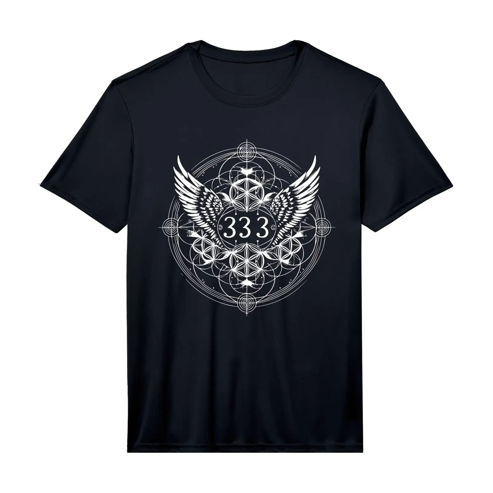 Mens Angel Number Sacred Healing Geometry Metatron Lightworker Performance T Shirt vintage Washed Stretched Versatile