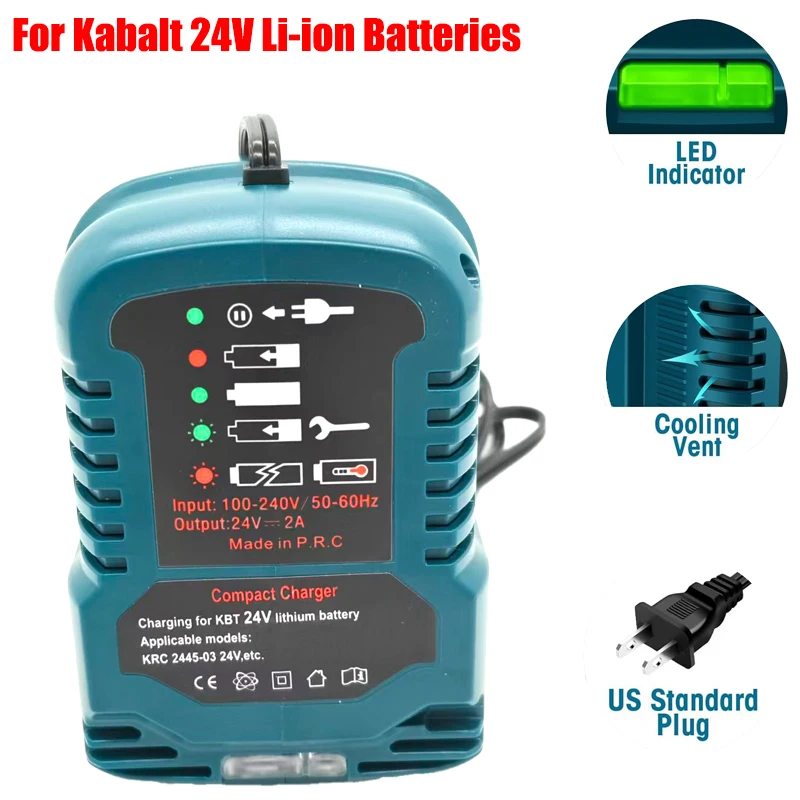 

Power Tool Battery Charger Replacement Mini Rapid Charger Compatible with For Kabalt/Greenworks/Snow Joe 24V Lithium Batteries