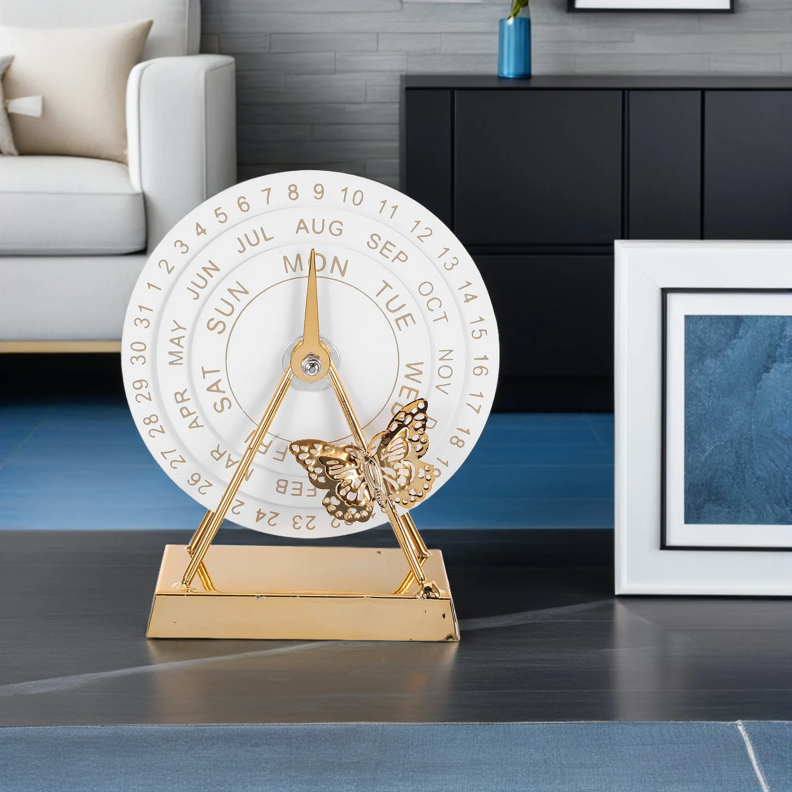 

Metal Rotating Perpetual Vintage Butterfly Desktop Ornament For Office Home Decor Manual Date Changer Block Calendar