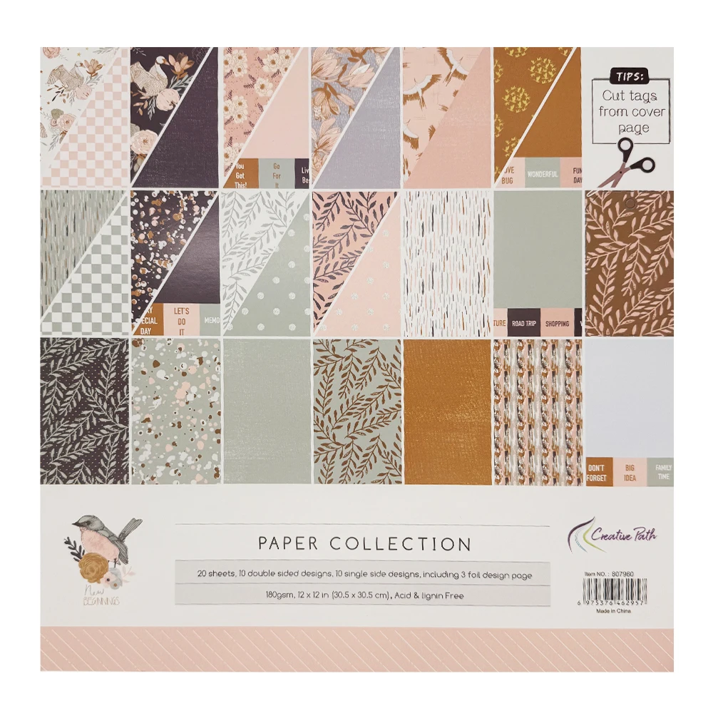 Creative Path 12 Inch Scrapbooking Pattern Paper For Craft Background Decorative Materials 20 Sheets Designer Pack DIY 305x305mm