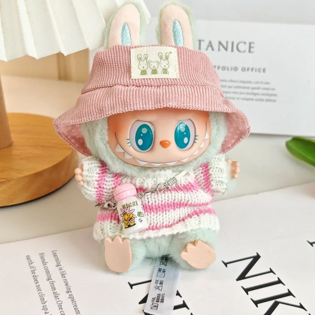 For 17cm Labubu V2 V1 Outfit Accessories Macaron Sweater Match with hat pendant Labubu Clothes Ropa Labubu