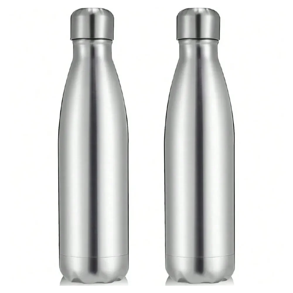 

Insulated Water Bottles 1 2 4 Pack, Double Wall Stainless Steel Vacuum Flask Keeps Cold Hot, Leakproof Bottle Silver,2 Pack,270