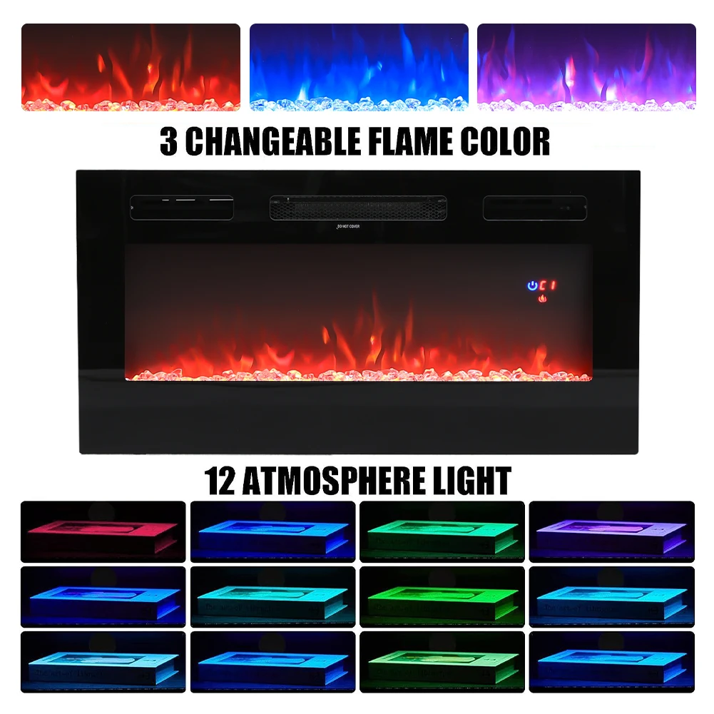 【Breeins】Recessed Electric Fireplace TV Stand with Closed Storage Home Decoration With Remote Modern