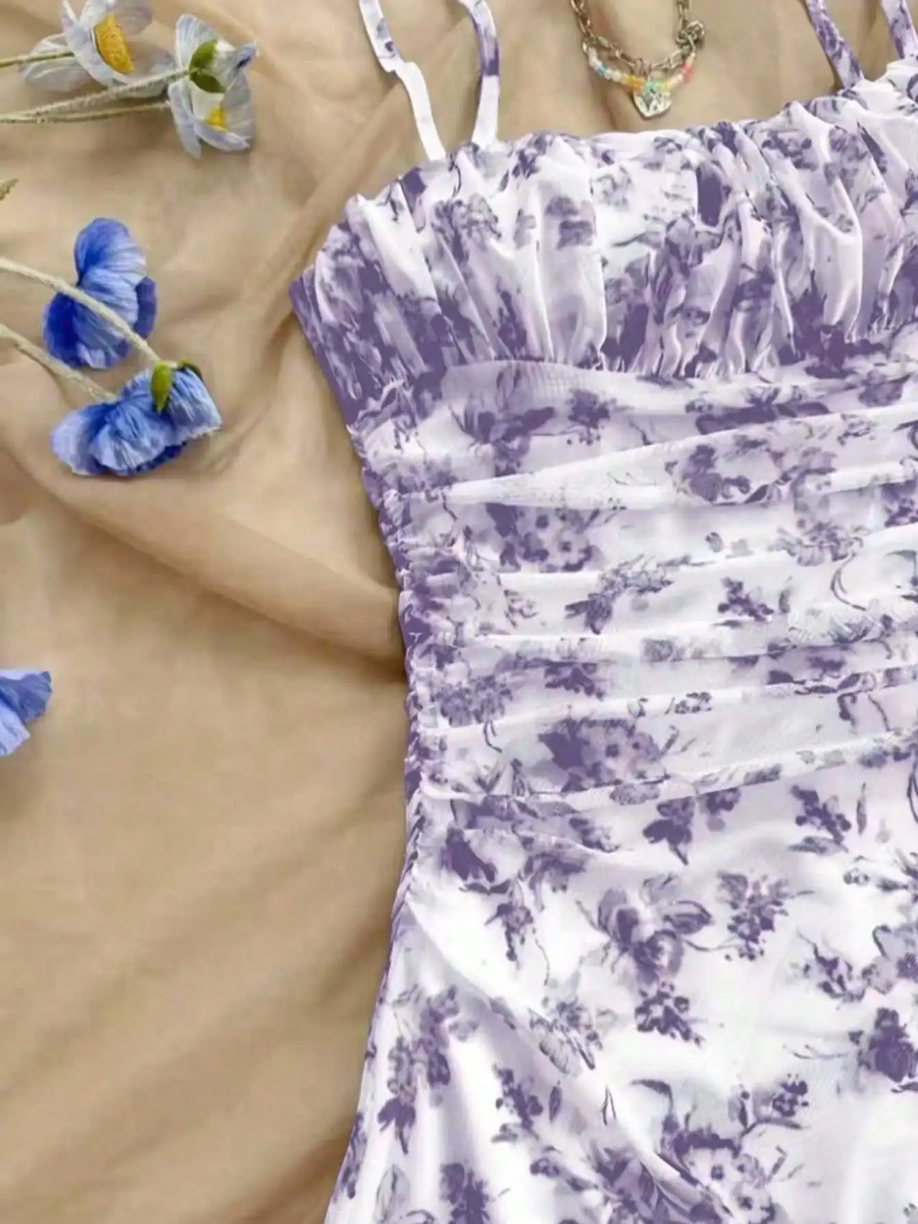 2026 Damen Sommerkleid Jugendliches Neues Blumenprint-Neckholder-Kleid Modisch und Elegant Ganzjahres-Kinderkleid – Detail 22
