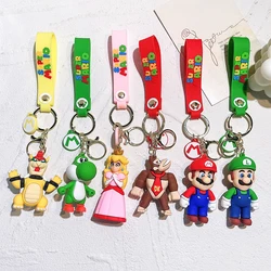 Anime 6 sztuk Super Mario Bros brelok figurka wisiorek uroczy postać z kreskówki zabawka lalka Model dekoracja prezent urodzinowy dla dziecka