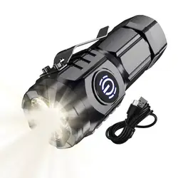 LED Super Bright Flashlight Portable Mini Burst Flash Torch Rechargeable Outdoor Emergency Spotlight with Pen Clip