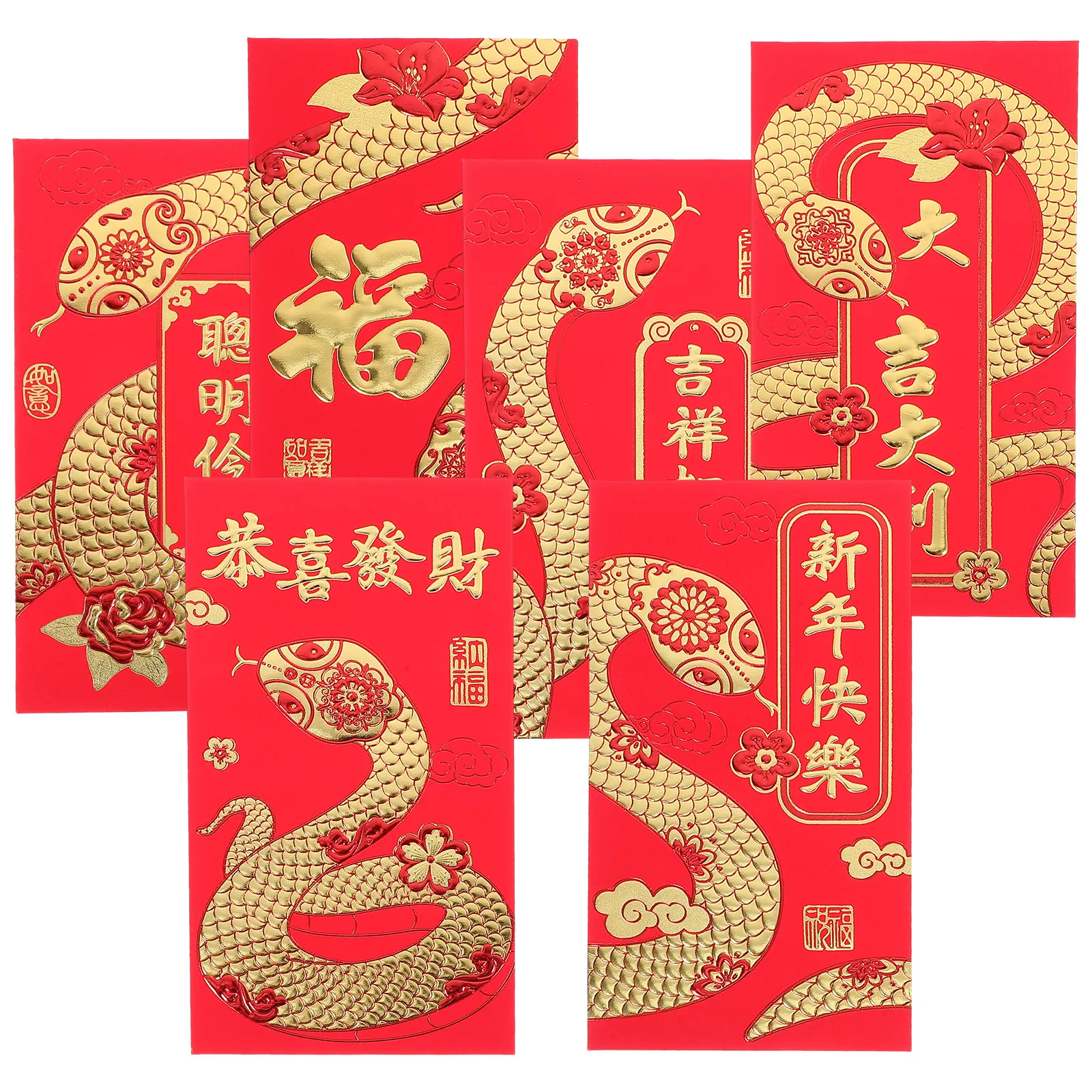 

36 красных конвертов для китайского Нового года и празднования Лунного Нового года, традиционные денежные мешочки с дизайном «Добрые пожелания», 2025 год, для вечеринок