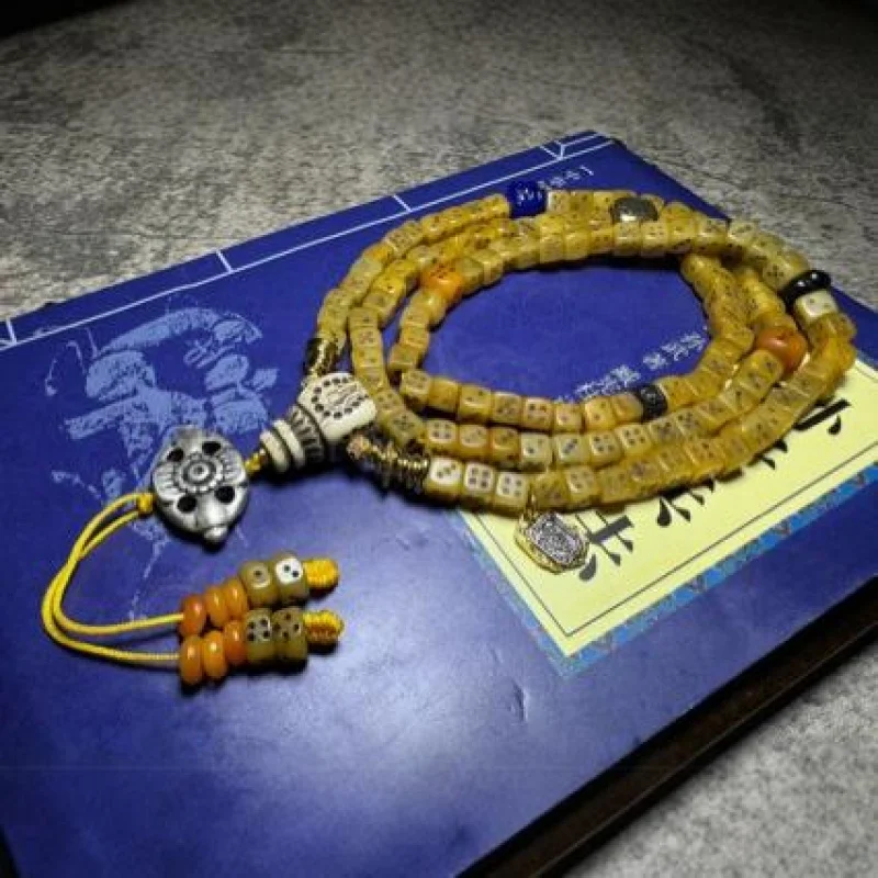 

108 Of Bone Buddhist Prayer Beads Multi-Circle Bracelet Three-Way Agate Accessories