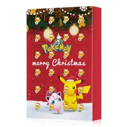 Conjunto con caja de regalo de Pokémon, figuras de acción de Pikachu, muñecos de juguete para niños, calendario de Adviento de Navidad, regalos de cumpleaños para niños