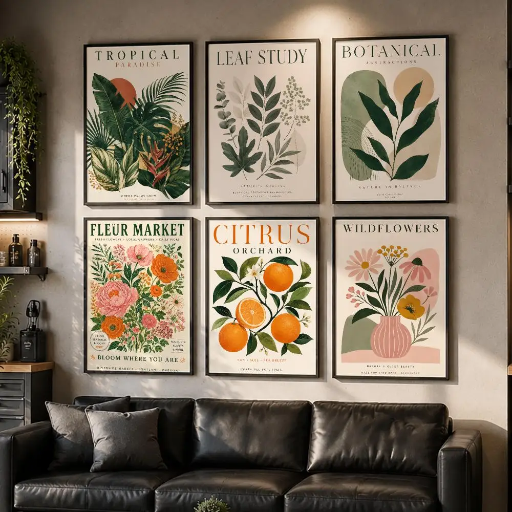 Botanical Floral Poster Wall Decor Self-Adhesive Aesthetic Modern Vibe Stylish Gift Friends Using Living Room Bedroom