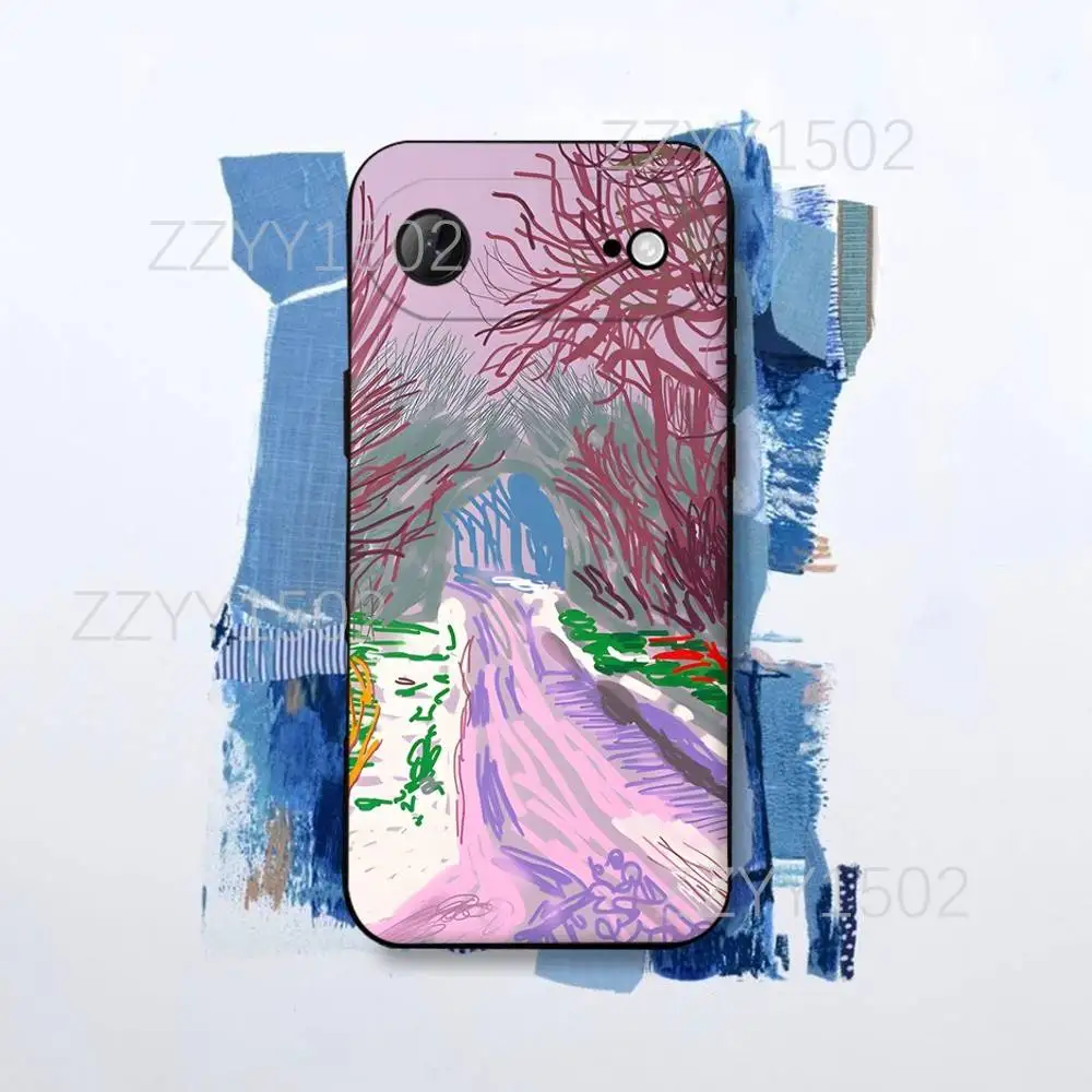D-David Hockney Paintings Funda de teléfono para iPhone 17,16,15,14,13,12,Pro,Max,Plus,E,SE4,Air,Mini Funda negra