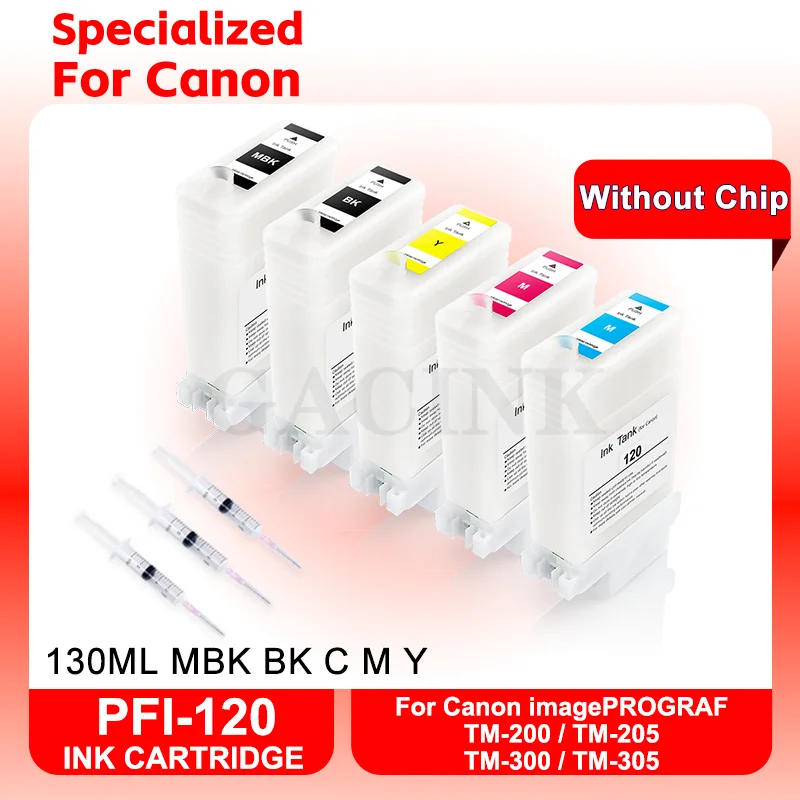 PFI120 PFI 120 PFI-120 Refillable Ink Cartridge for Canon TM200 TM205 TM300 TM305 200 205 300 305 Printer Without Chip