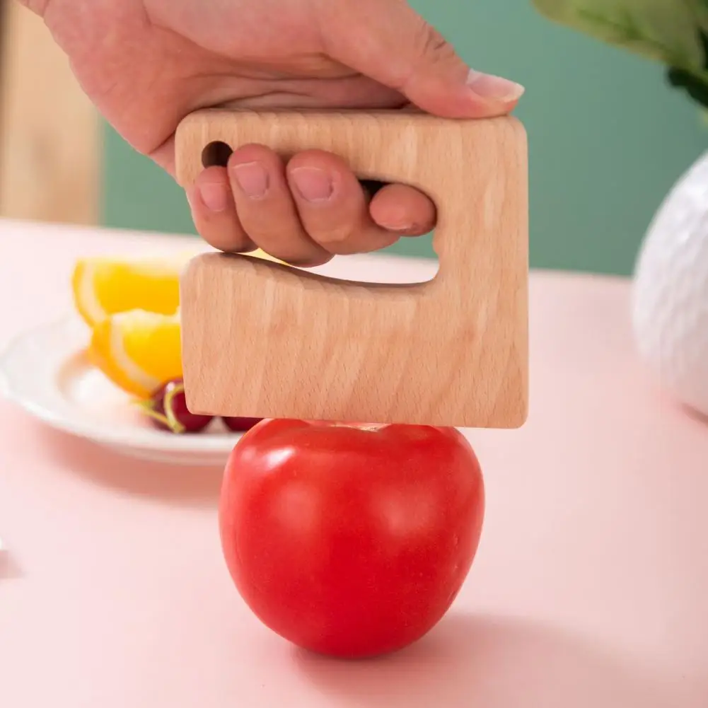 10*9cm Children's Wooden Knife Kid Safe Vegetable Cutter Educational Cooking Pretend Play Cutter For Toddlers Cutting Fruits
