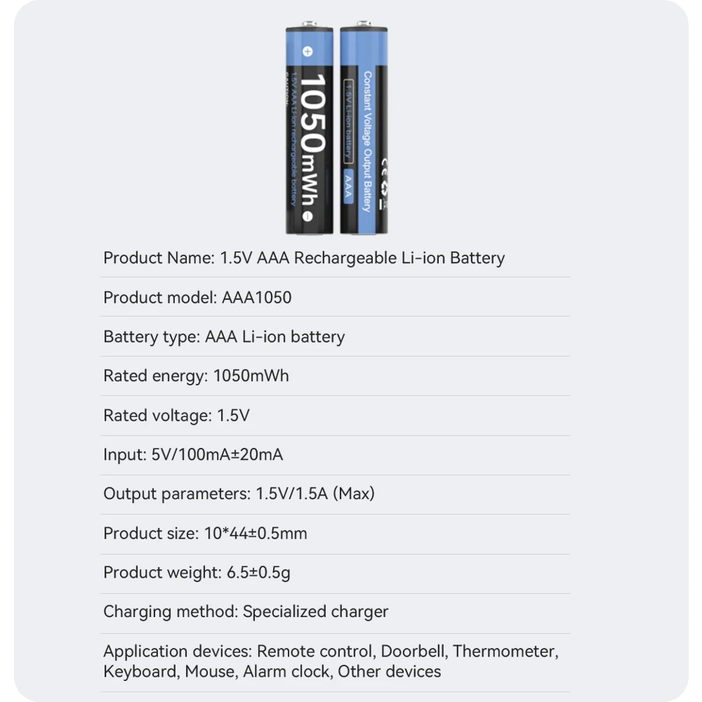 1.5v AAA แบตเตอรี่ 1050mah 1.5V AAA แบตเตอรี่ลิเธียม Li-Ion แบตเตอรี่สําหรับรีโมทคอนโทรลเครื่องโกนหนวดอิเล็กทรอนิกส์วิทยุแบตเตอรี่ AAA