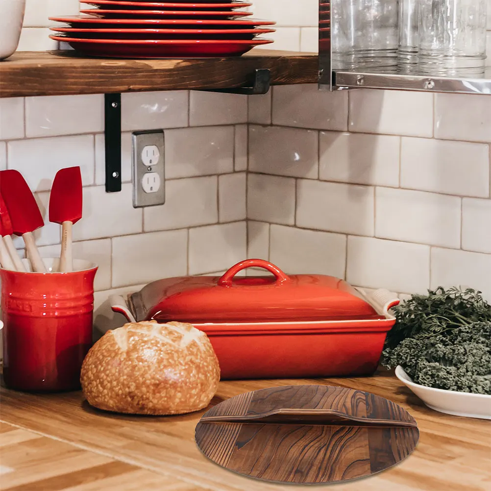 

Wooden Pot Cover Wok Lid Anti Overflow Anti Oil Splashing Kitchen Gadget Natural Wood Stable Reusable Safe Efficient Design Easy