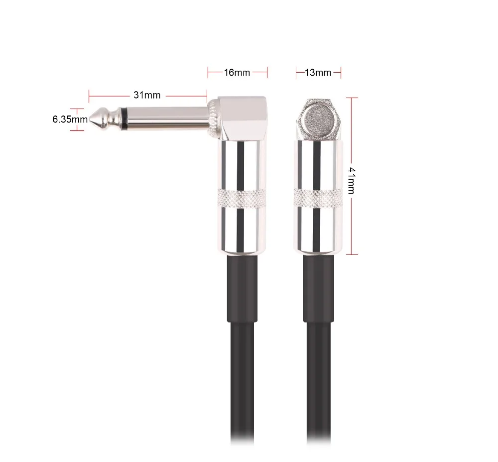 Guitar Patch Pedal Cable 30/15cm Professional Right Angle Guitar Effect Pedal Cables Cord Copper Wire Guitar Accessories