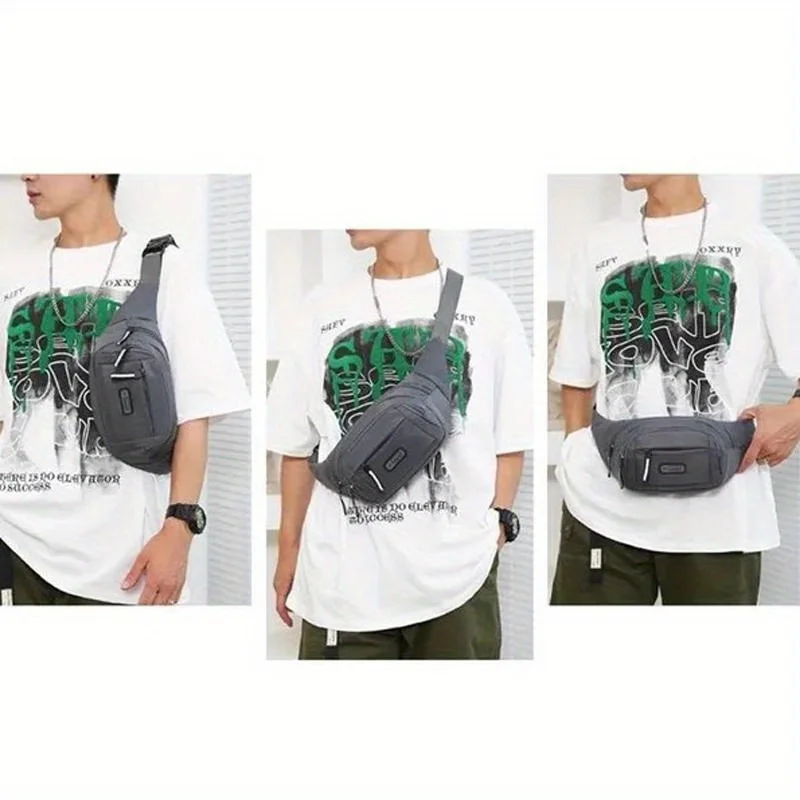 قطعة واحدة من حقيبة الخصر مقاس 15.75 بوصة مع سحاب للإغلاق - حزام قابل للتعديل، غير مبطن، حقيبة خصر من النايلون للرجال والنساء - مثالية للمشي لمسافات طويلة