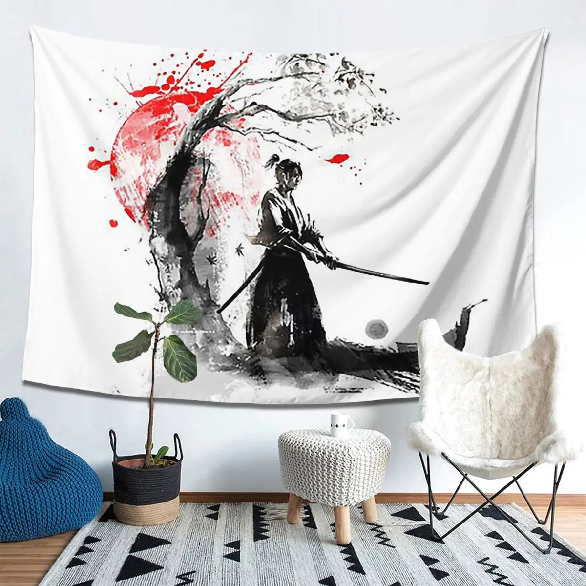 

Японский самурайский гобелен, украшение, художественные эстетические гобелены для гостиной, спальни, дома, настенная ткань, настенная подвеска