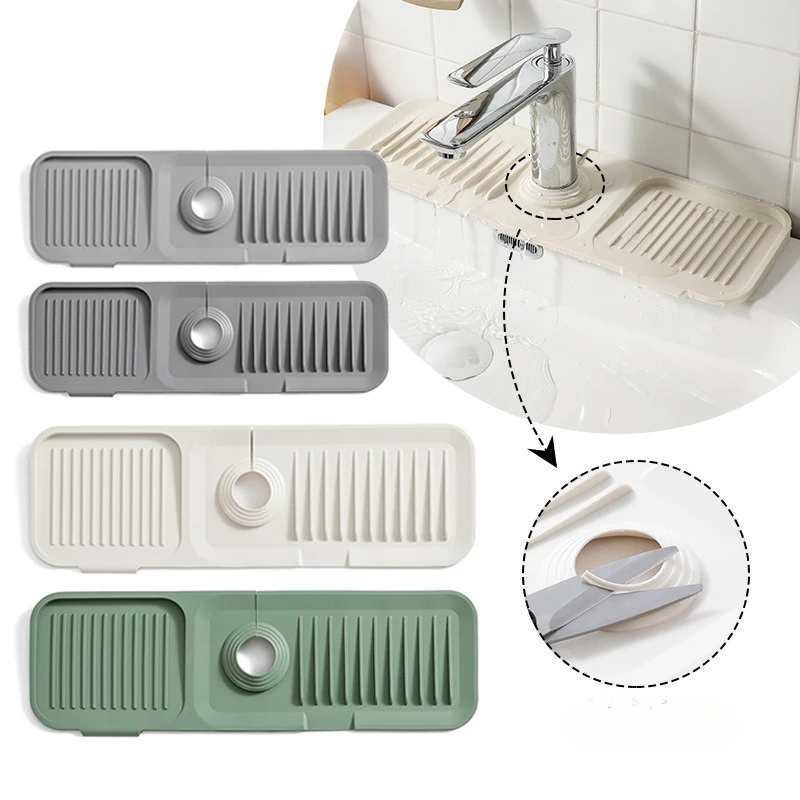 

Waterproof Silicone Drying Mat Non Slip Kitchen Sink Tray Drain Rack for Cups Soap Sponge Dishes Organizer Splash Proof