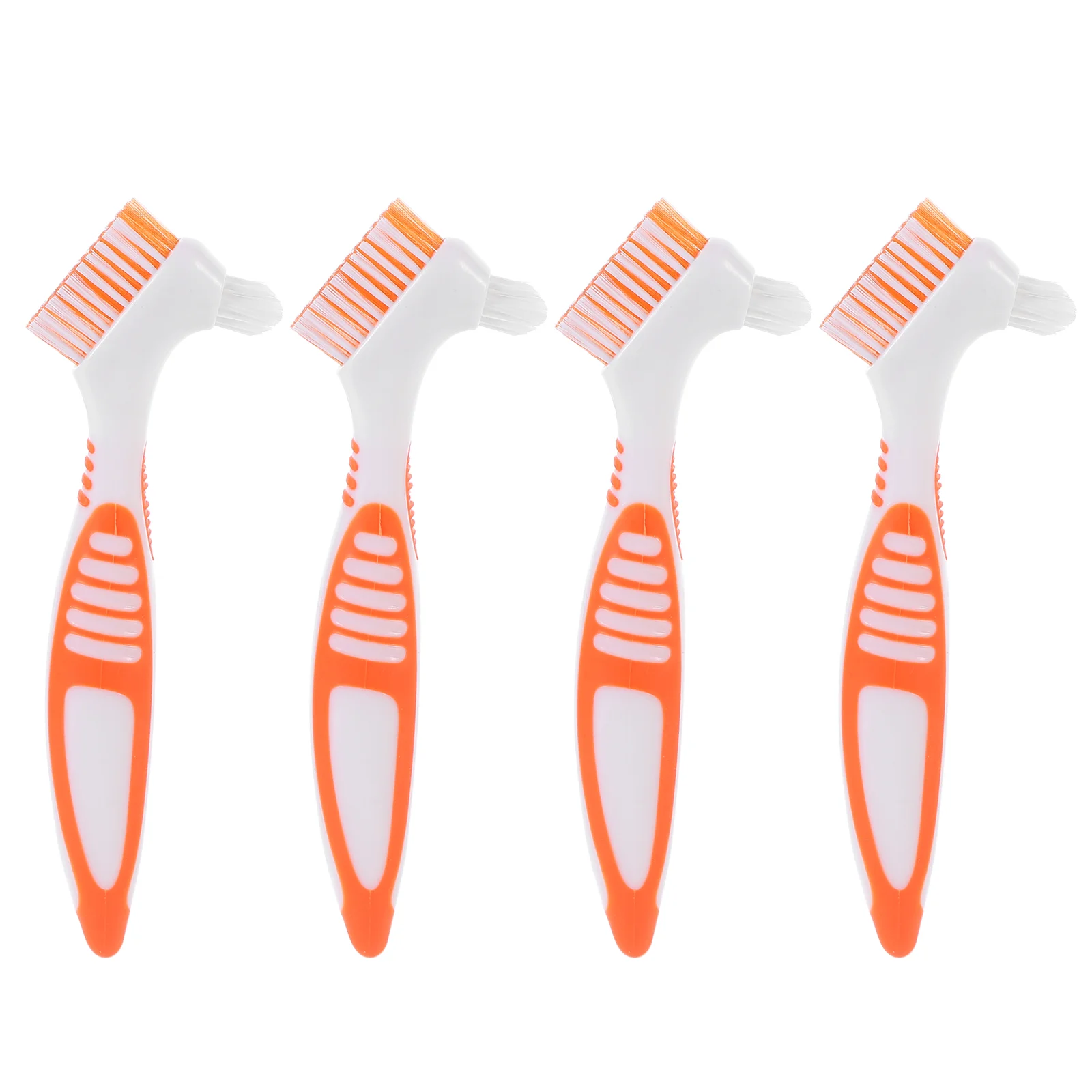 4 Pcs Denture Toothbrush Dual Heads Braces Simple False Teeth Portable Creative Cleaners Toothbrushes Care