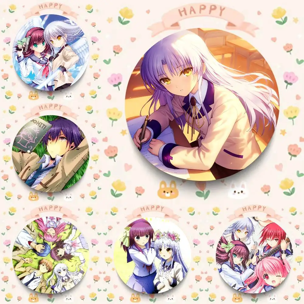 Anime Angel Beats! Pin Fashion Jewelry Accessories Round Brooch On Backpack Fan Collection Jewelry Badge Gifts