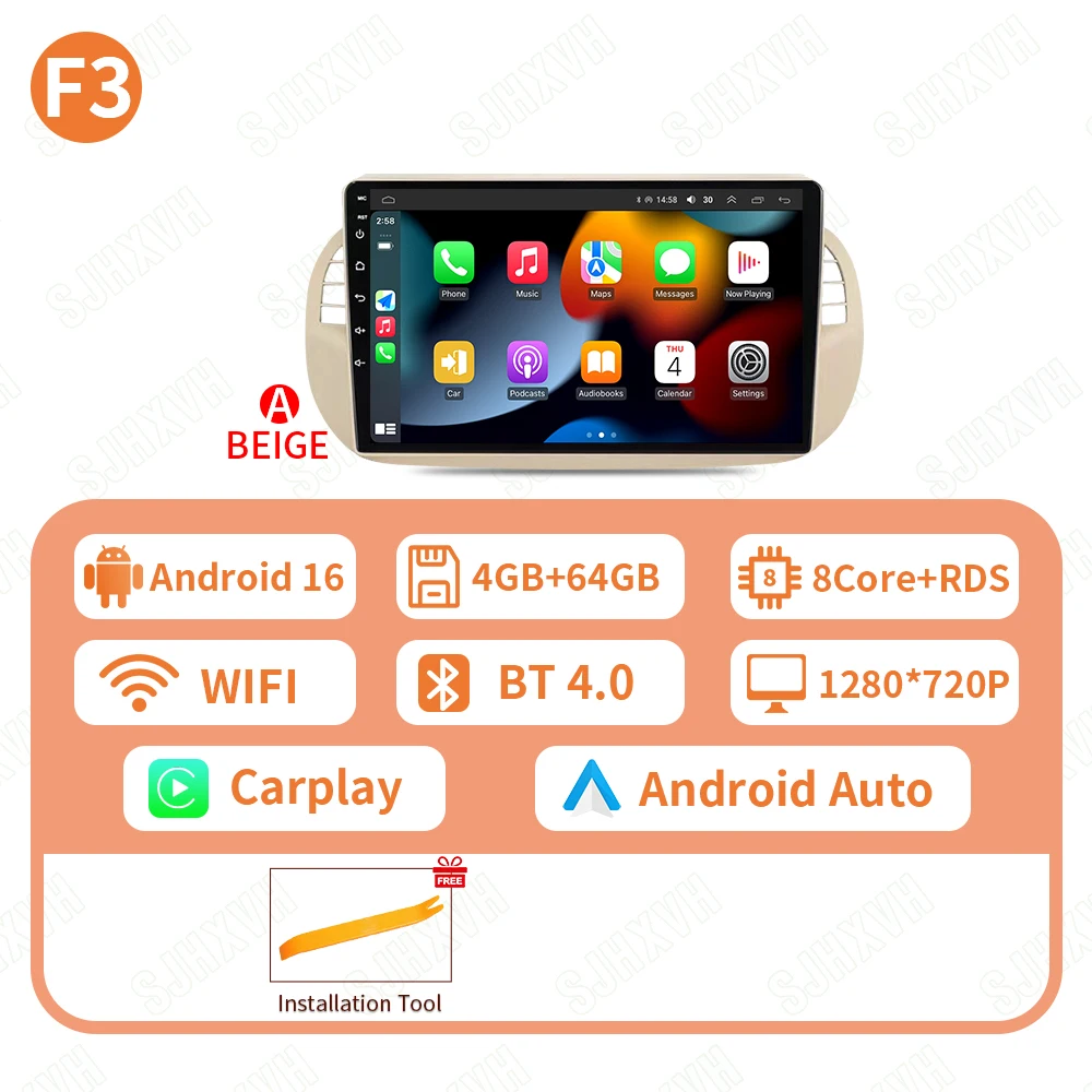 Auto DVD Android 16 Radio Stereo Voor Fiat 500 2007-2015 Auto Multimedia Speler GPS Navigatie Head Unit Hoge prestaties WIFI