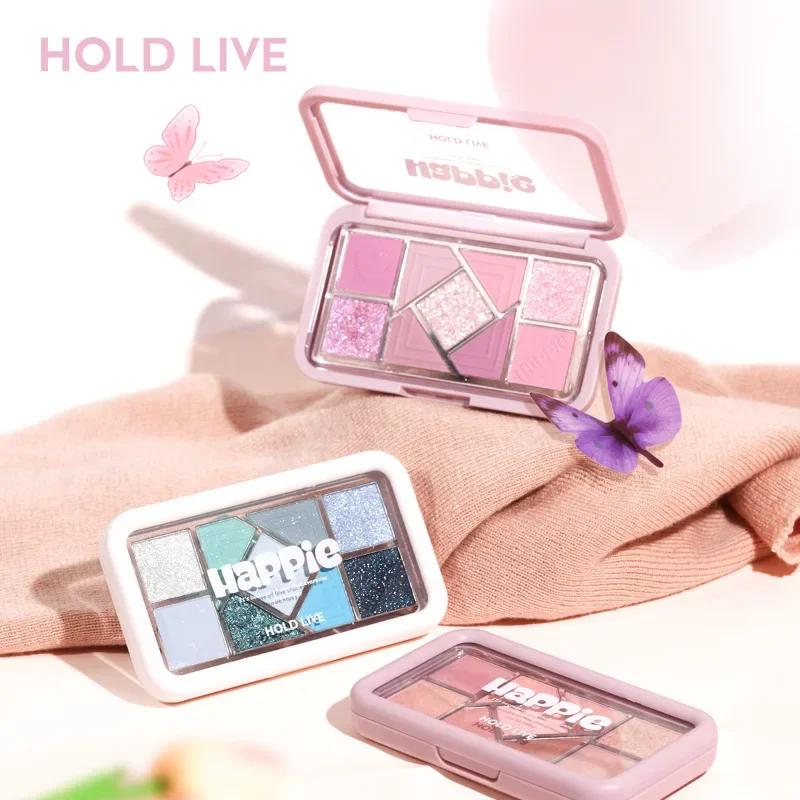 HOLD LIVE – petit cadre de poudre, Palette de fards à paupières neuf couleurs, terre, rose, bleu, perle, Blush, pur désir