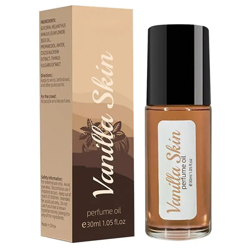 Vanille-Kokos-Roller-Parfüm, 30 ml, langanhaltender natürlicher Duft ohne Alkohol, Unisex, tragbares Roller-Parfüm für Dates