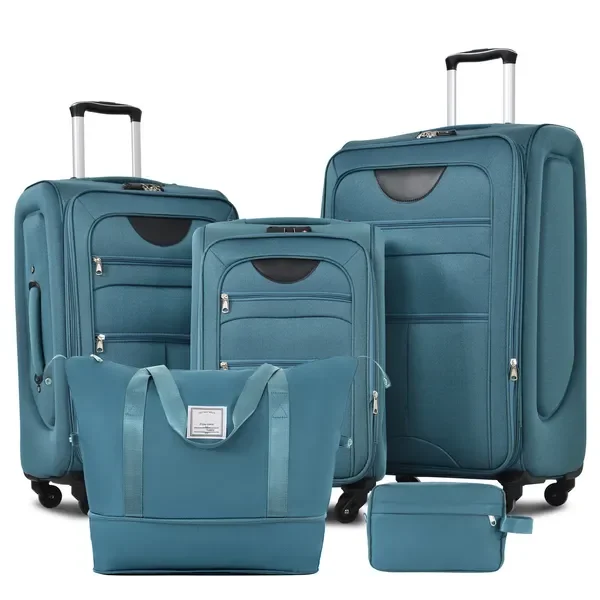 

3 Piece Softside Expandable Luggage Set with Duffel Bag, Upright Spinner Wheels, Lightweight Softshell Travel Suitcase Set