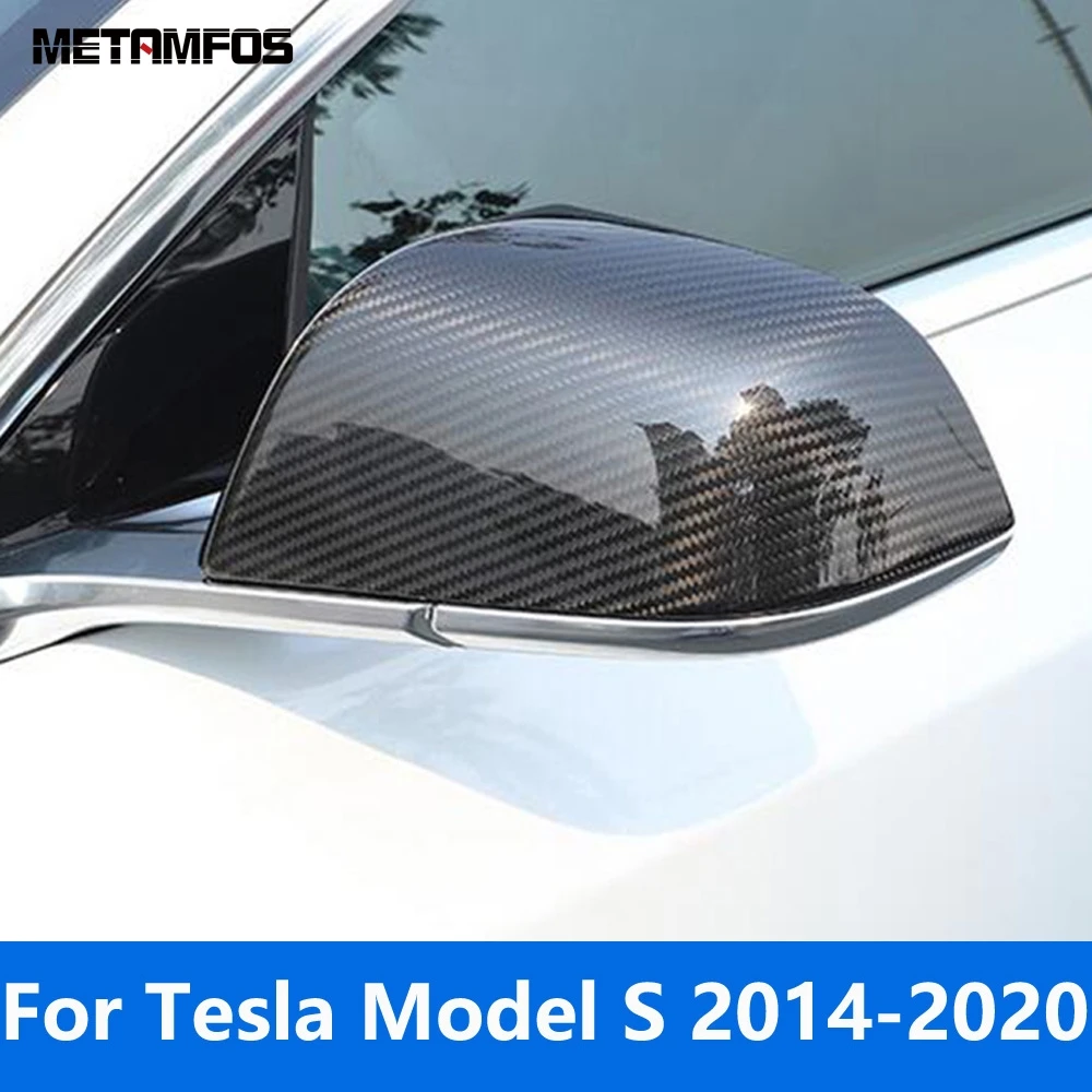 

For Tesla Model S 2014-2017 2018 2019 2020 Carbon Fiber Rearview Side Mirror Cover Trim Protection Cap Accessories Car Styling