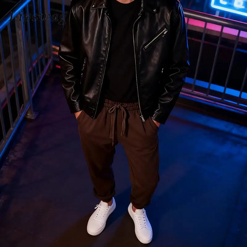 

Stylish Mens Fleece Lined Cropped Trousers Fall Winter Warm Outdoor Casual Pants Men Streetwear Fashion Solid Color Tie-up Pants