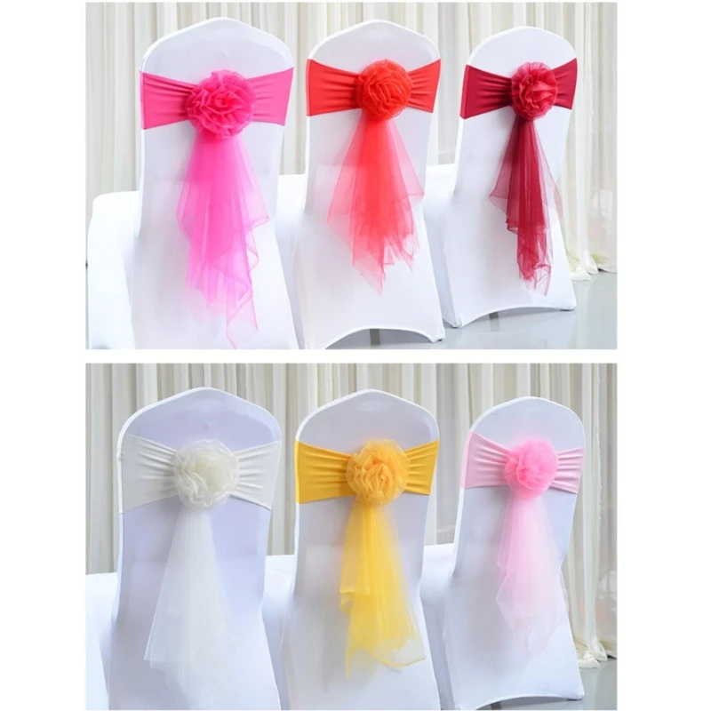 Luxurious Chair Decoration Bows, Stretchable Spandex Chair Sashes Bows for Event Seating Decoration