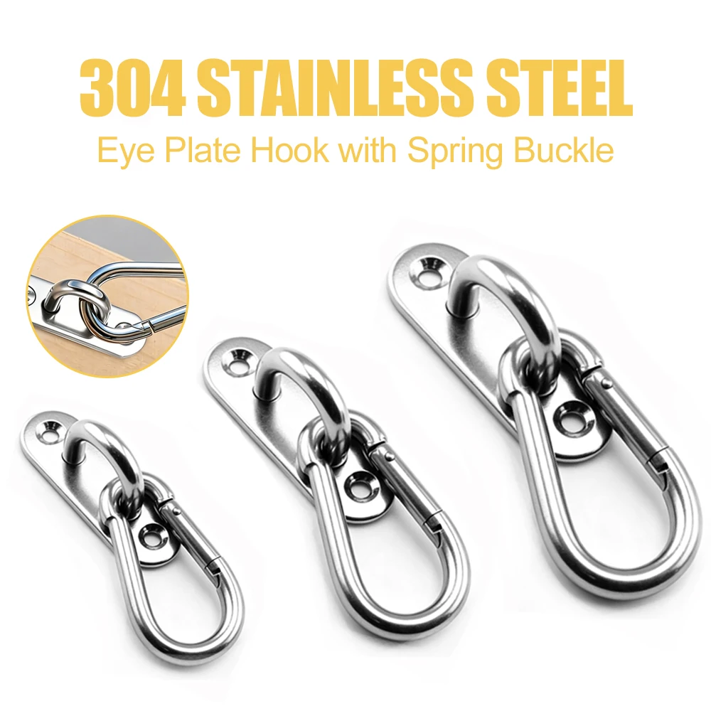 1-10Set Heavy-Duty Wall/Ceiling Mount Hooks 304 Stainless Steel Swing Chair Brackets with Eye Plate for Secure Installations