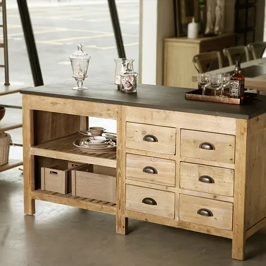 أمريكا الشمالية متعددة الوظائف الرجعية الخشب الصلب الطعام خزانة جانبية خزانة المطبخ الإبداعية جزيرة مكتب طاولة التشغيل وجبة #3