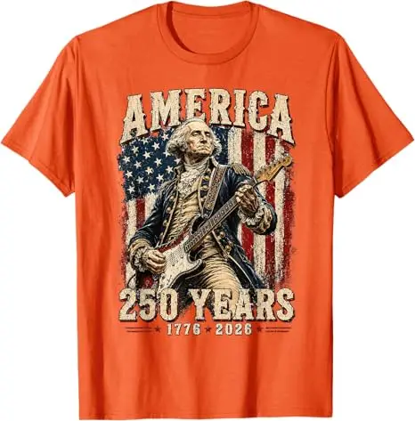 Abraham Lincoln 250. Jahrestag USA 250 Jahre 4. Juli T-Shirt George Washington Gitarre spielend US-Flagge Patriotisches Grafik-T-Shirt – Detail 16