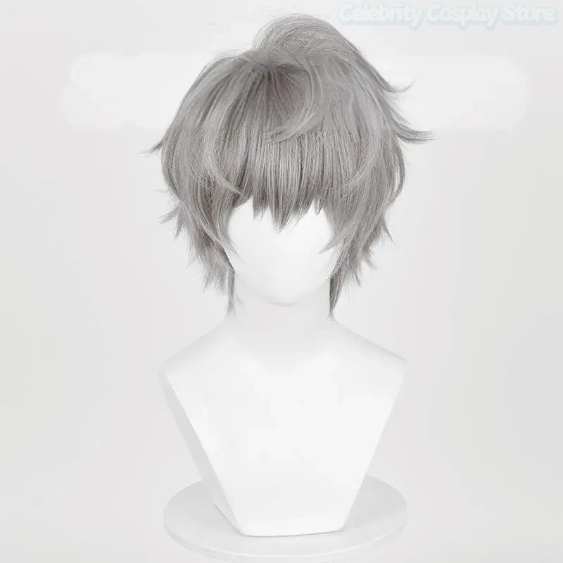 New 2025 Anime Alien Stage Till Cosplay Wig Men Silver Gray Short Hair Heat Resistant Synthetic Wigs Cap Carnival Halloween Prop