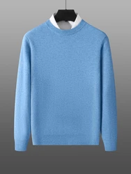 Aliselect-suéter de cachemira pura para hombre, jerseys sueltos de punto de Color sólido, camisa Base cálida informal de negocios, Tops, otoño e invierno, 100%